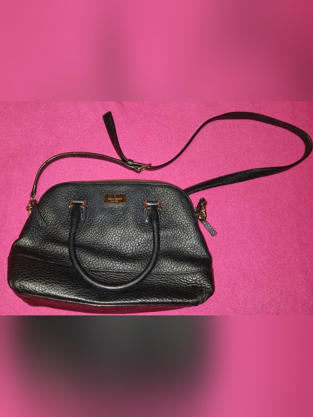 Kate Spade Black Pebbled Leather Dome Satchel